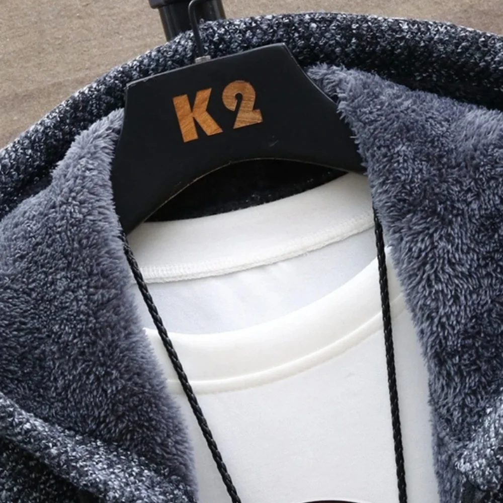 Men's Knit Cardigan Hooded Jacket In Navy Blue - Picture 4 of 4